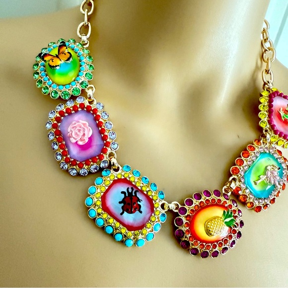 New Betsey Johnson Colorful Enamel Charm Necklace - Picture 9 of 14